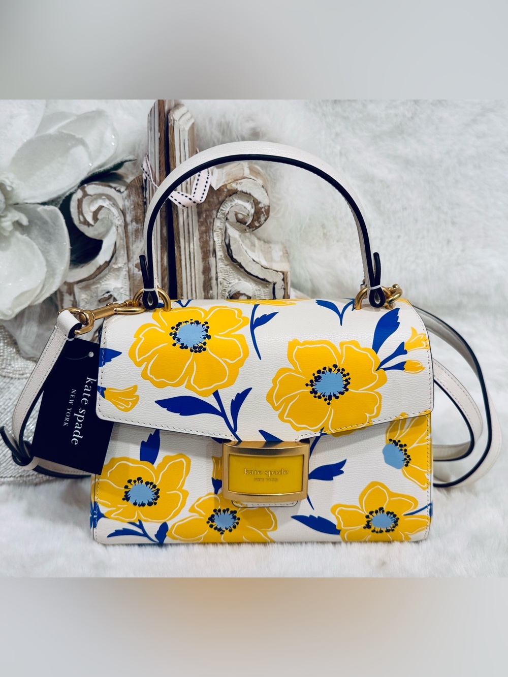 Kate Spade Sunshine Katy top handle flower 🌼 print bright cheerful energy NWT